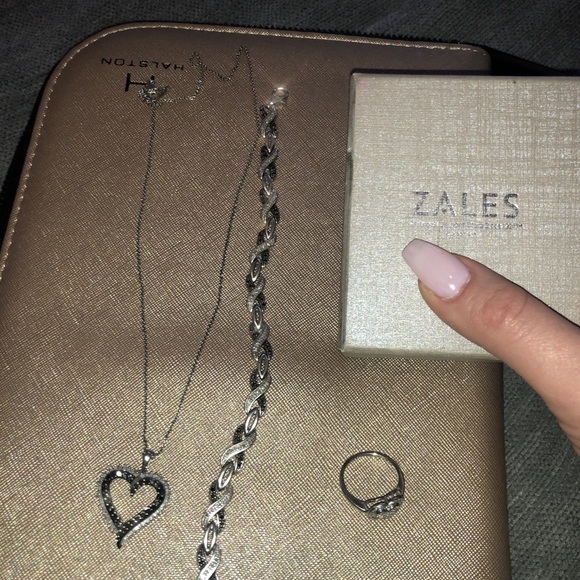 Zales Jewelry Zales Sterling Silver 925 Diamond Jewelry Set Poshmark